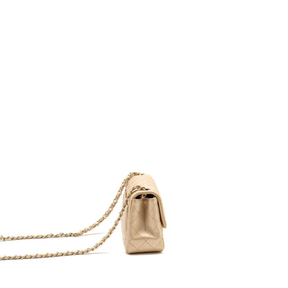 Chanel Mini Square flap Bag Lambskin Gold GHW