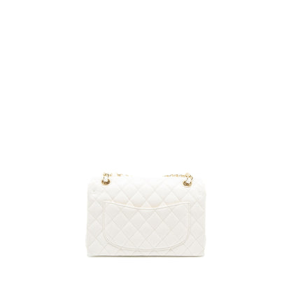 Chanel Small Classic Double Flap Bag Caviar White LGHW (Microchip)