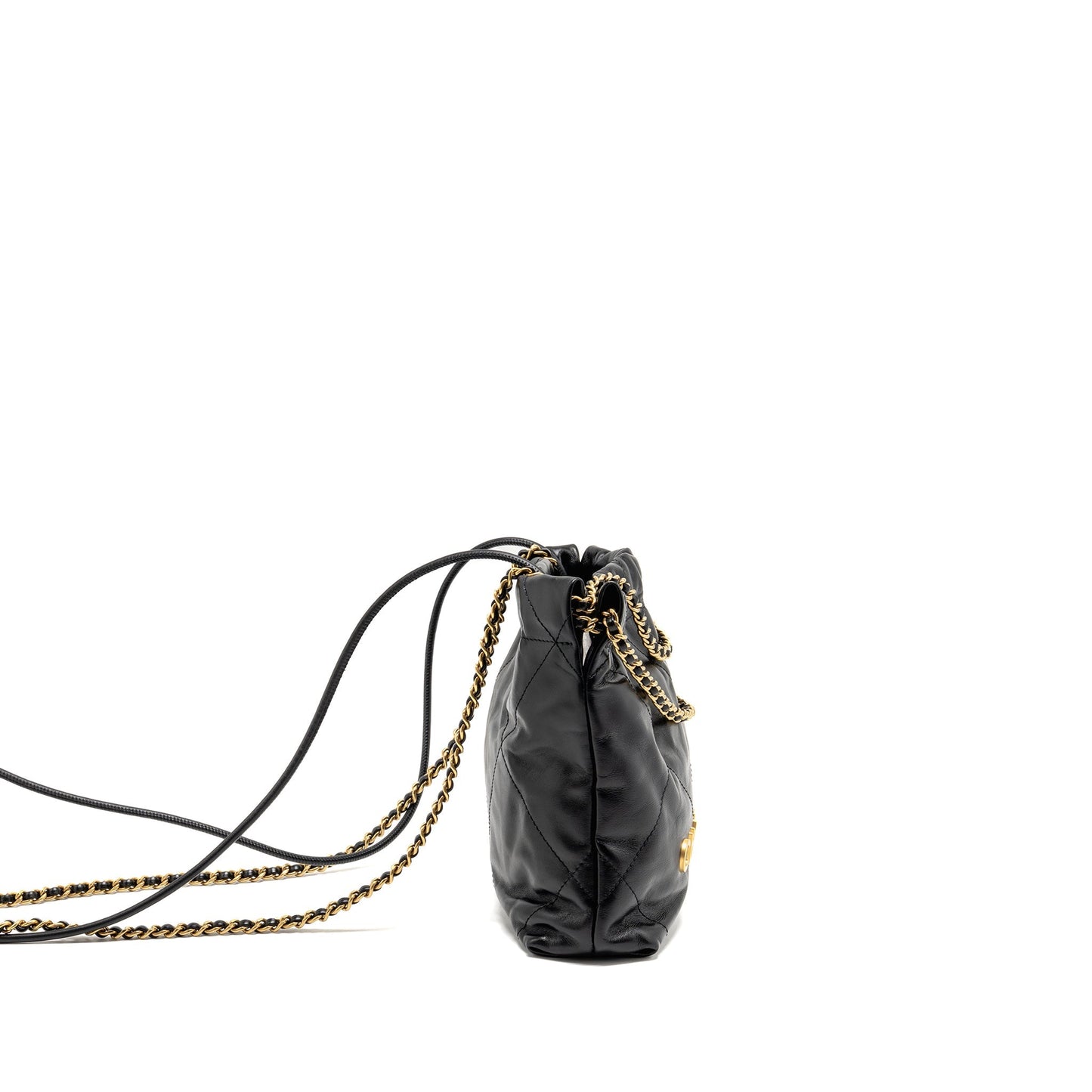 Chanel Mini 22 Bag Shiny Calfskin Black GHW (microchip)