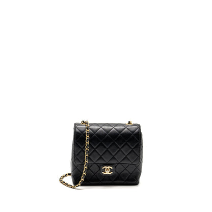 Chanel 22K Retro Classic New Square Large Flap Bag Goatskin Black GHW (Microchip)