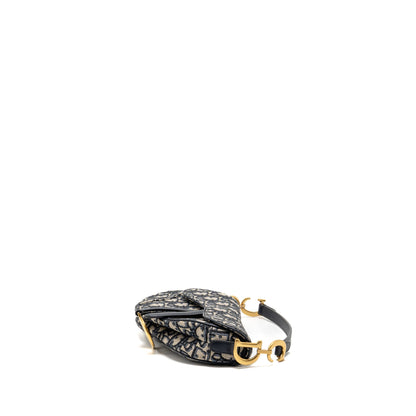 Dior Mini Saddle Purse Blue Oblique Jacquard Canvas