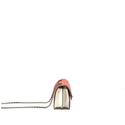 Chanel Tricolor Mini Graphic Flap Bag Lambskin Red/Black/White SHW