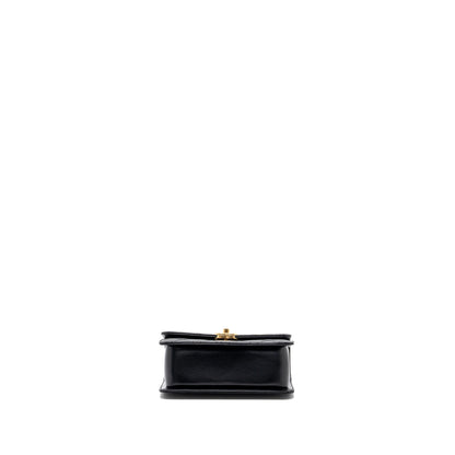 Chanel 24C gold crush mini flap bag calfskin black GHW  (microchip)
