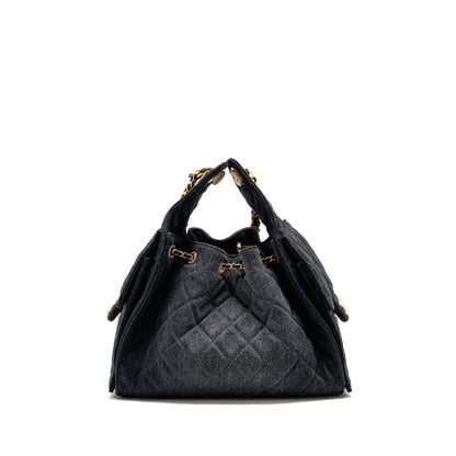 Chanel small 25 bag washed denim black GHW (microchip)
