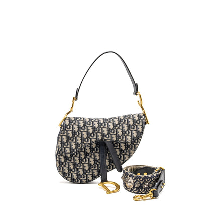 Dior Medium Saddle Purse Blue Oblique Canvas
