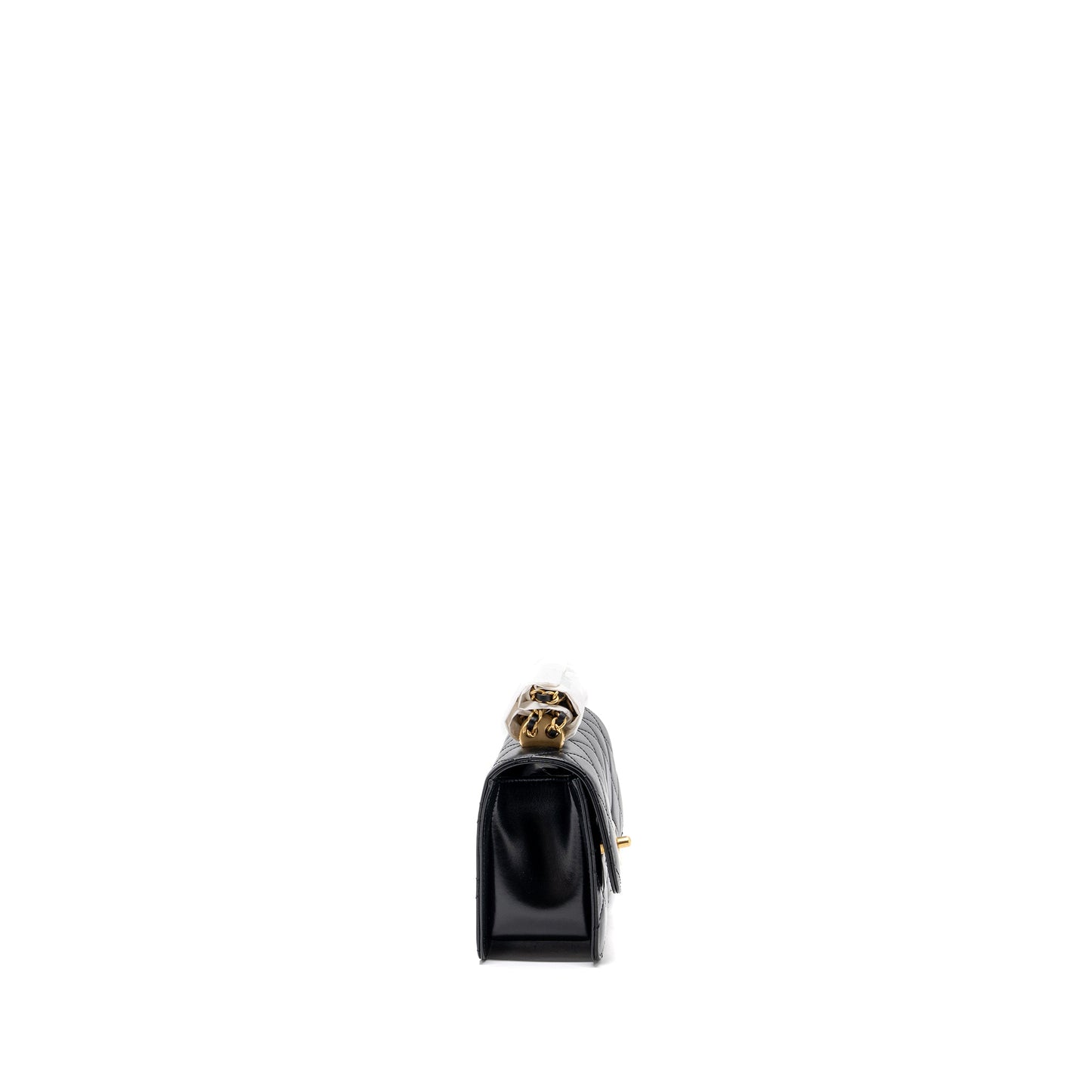 Chanel 24C gold crush mini flap bag calfskin black GHW  (microchip)