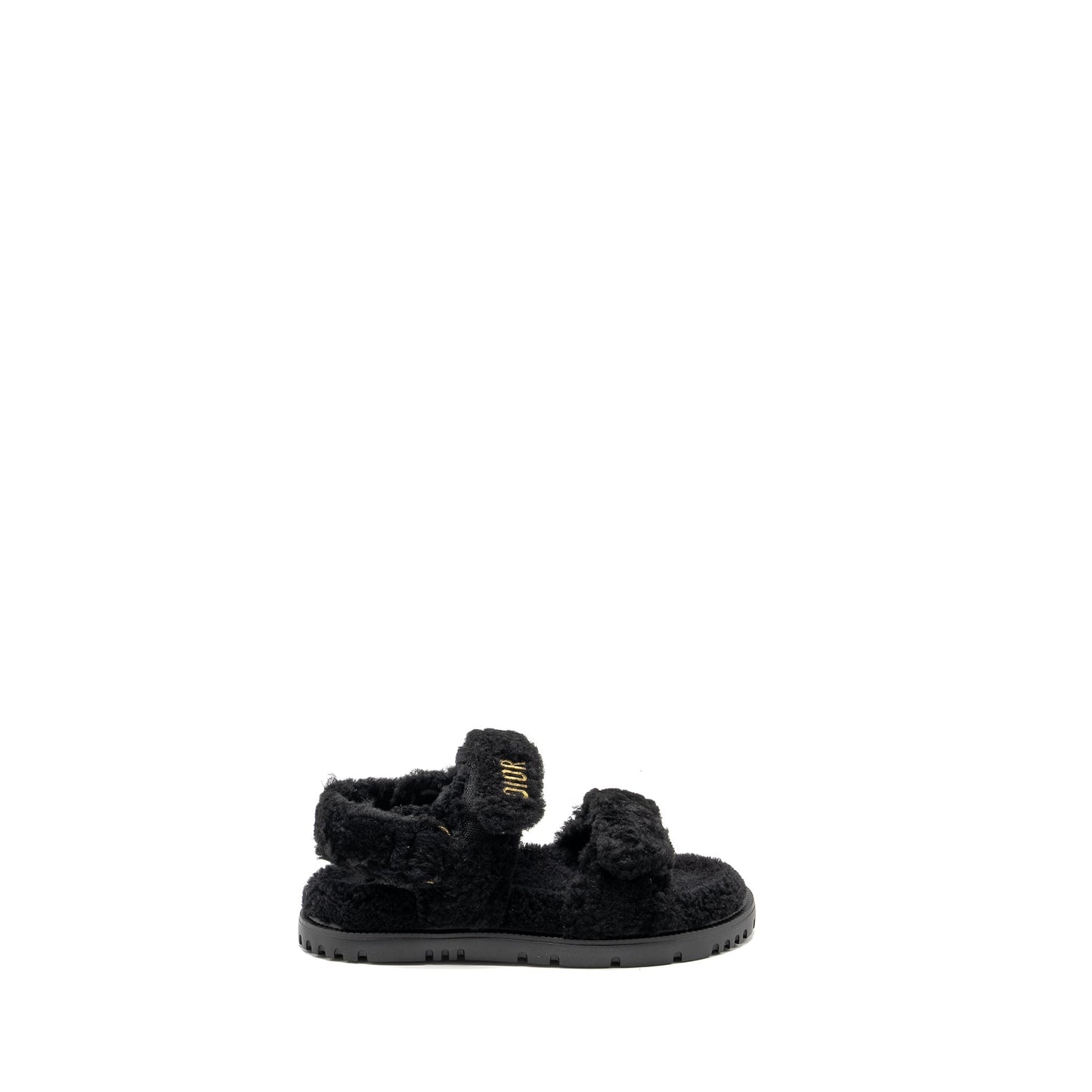 Dior Size 37 Dioract Sandal Shearling/Sheepskin Black