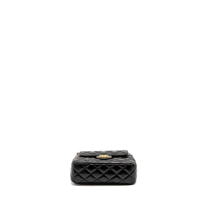 CHANEL 23C Small Hobo bag Shiny Calfskin Black Brushed GHW(Microchip)