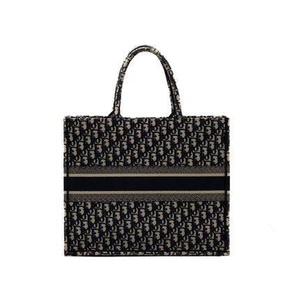 Dior Large Book Tote Blue Dior Oblique Embroidery