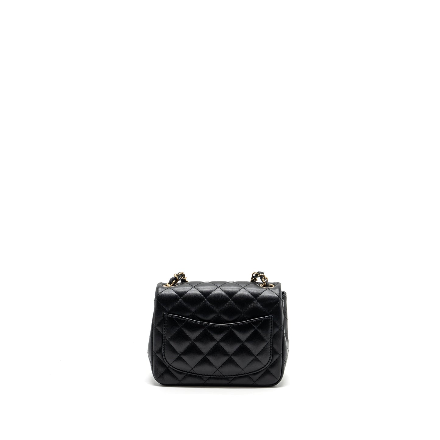 Chanel Mini Square Flap Bag Lambskin Black GHW (Microchip)