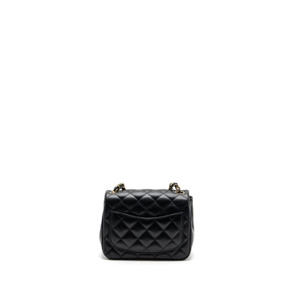 Chanel Mini Square Flap Bag Lambskin Black GHW (Microchip)