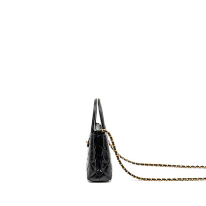 Chanel mini kelly shopping tote bag calfskin black GHW (microchip)