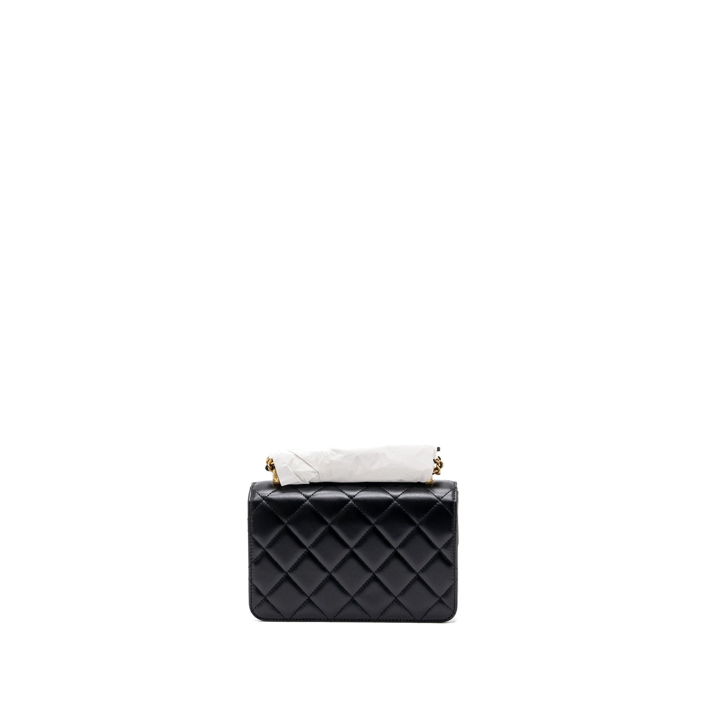 Chanel 24C gold crush mini flap bag calfskin black GHW  (microchip)