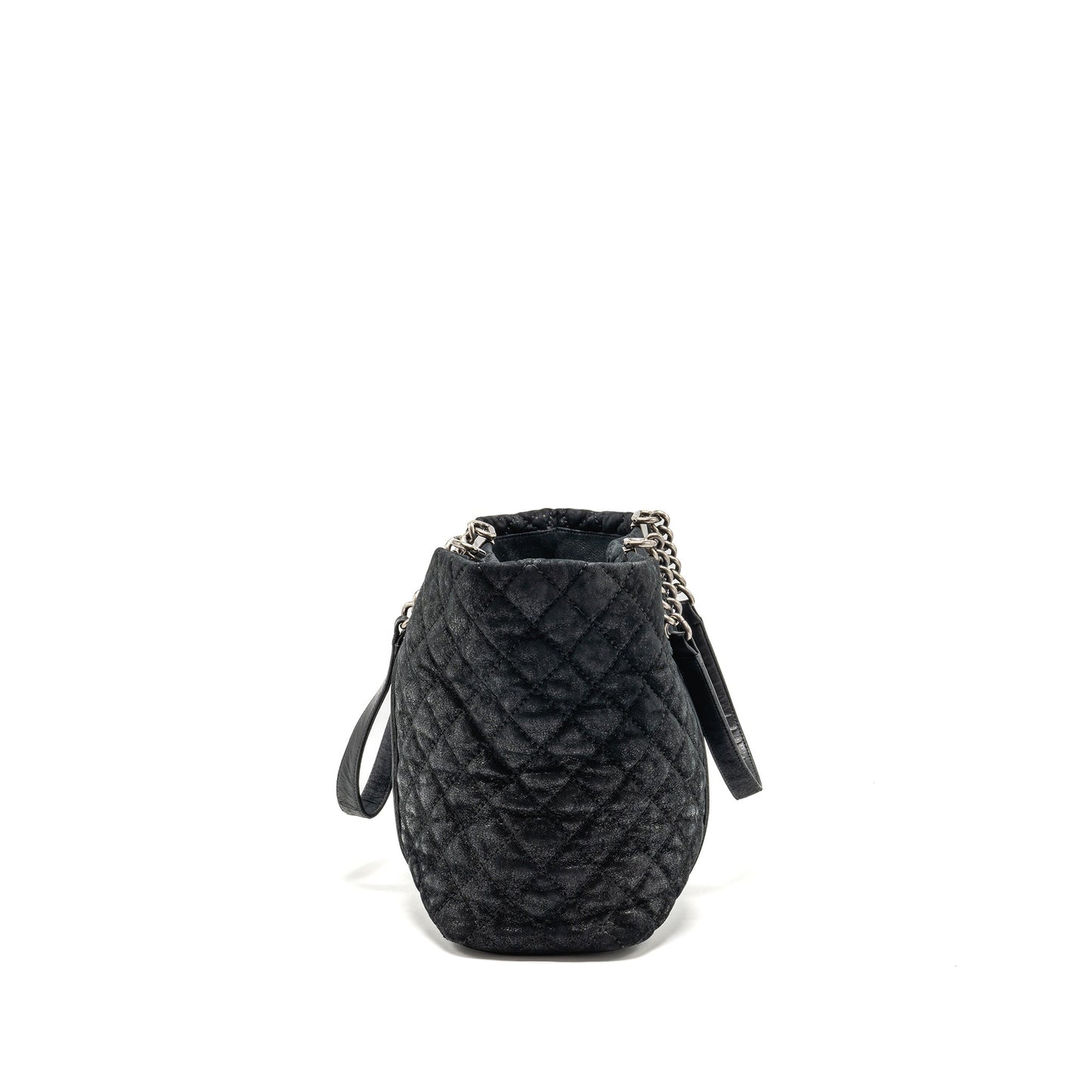 Chanel Large Boy Shopping Tote Bag Calfskin Iridescent Navy SHW