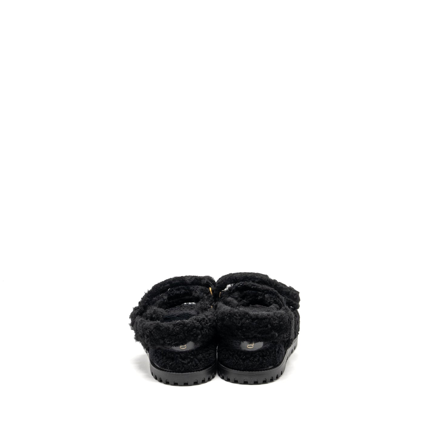 Dior Size 37 Dioract Sandal Shearling/Sheepskin Black