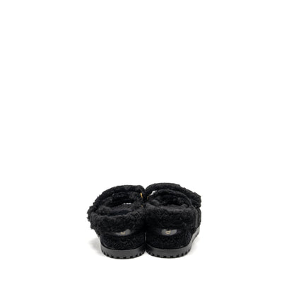 Dior Size 37 Dioract Sandal Shearling/Sheepskin Black