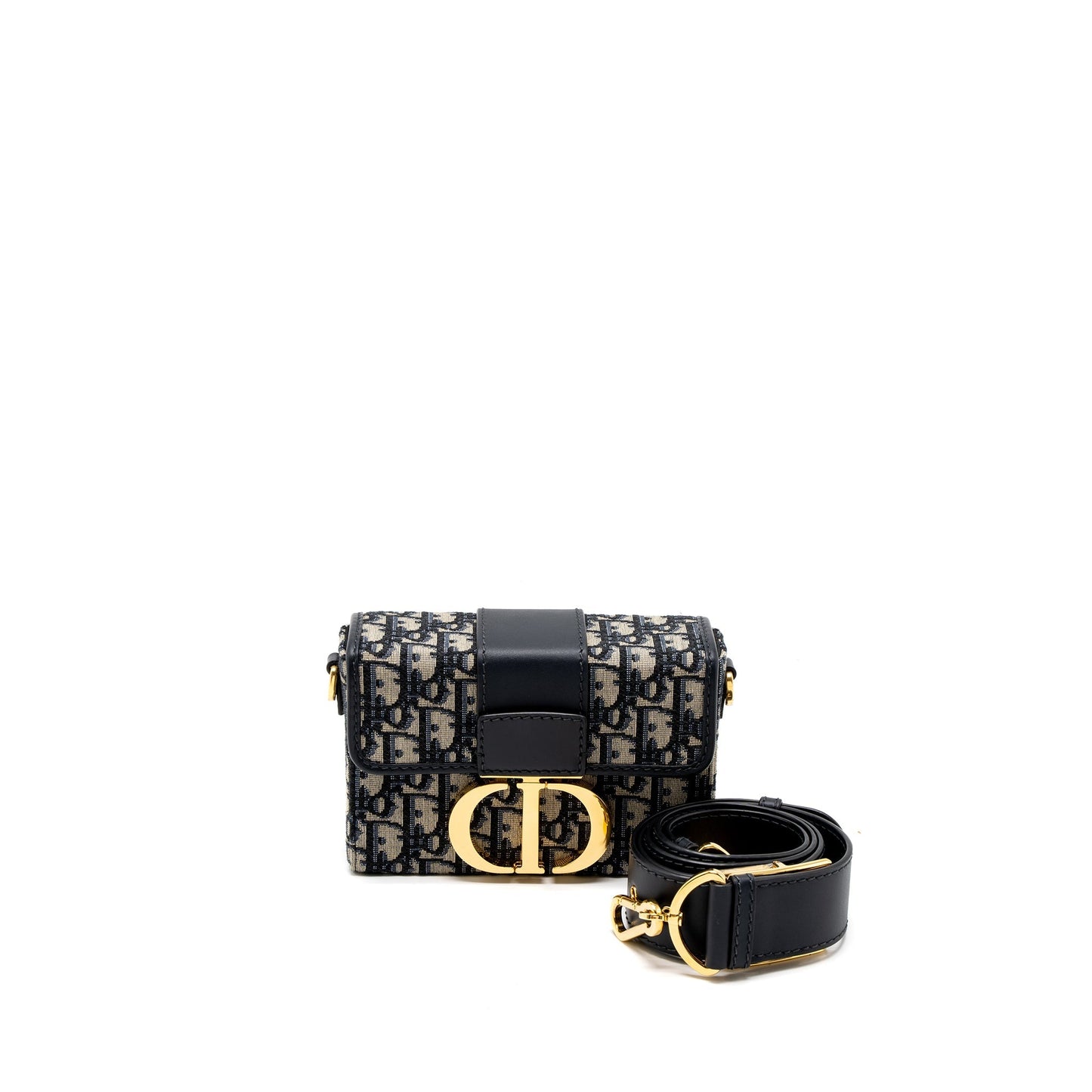 Dior 30 Montaigne Box Purse Blue Dior Oblique Jacquard