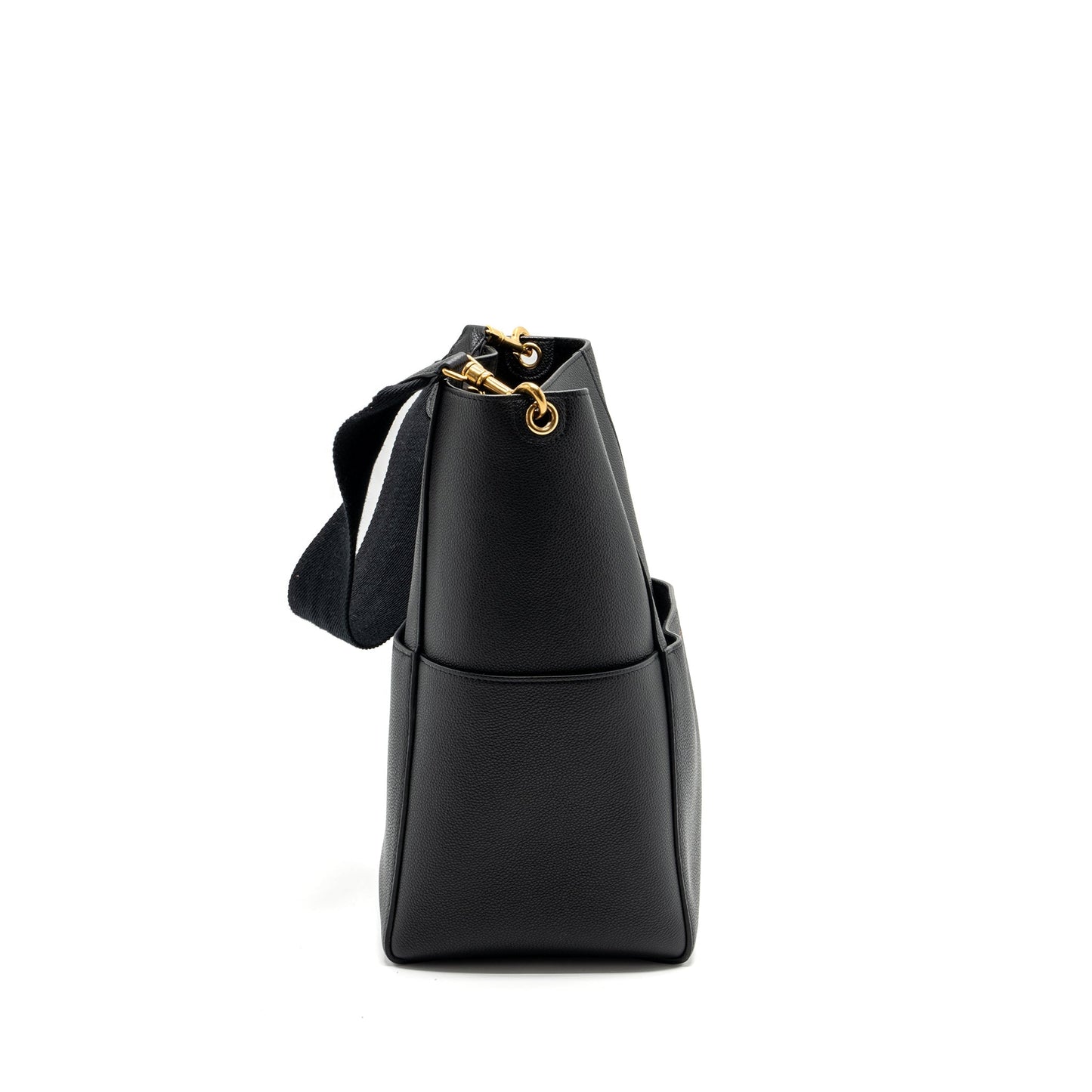 Celine Sangle Bucket Purse Grained Calfskin Black
