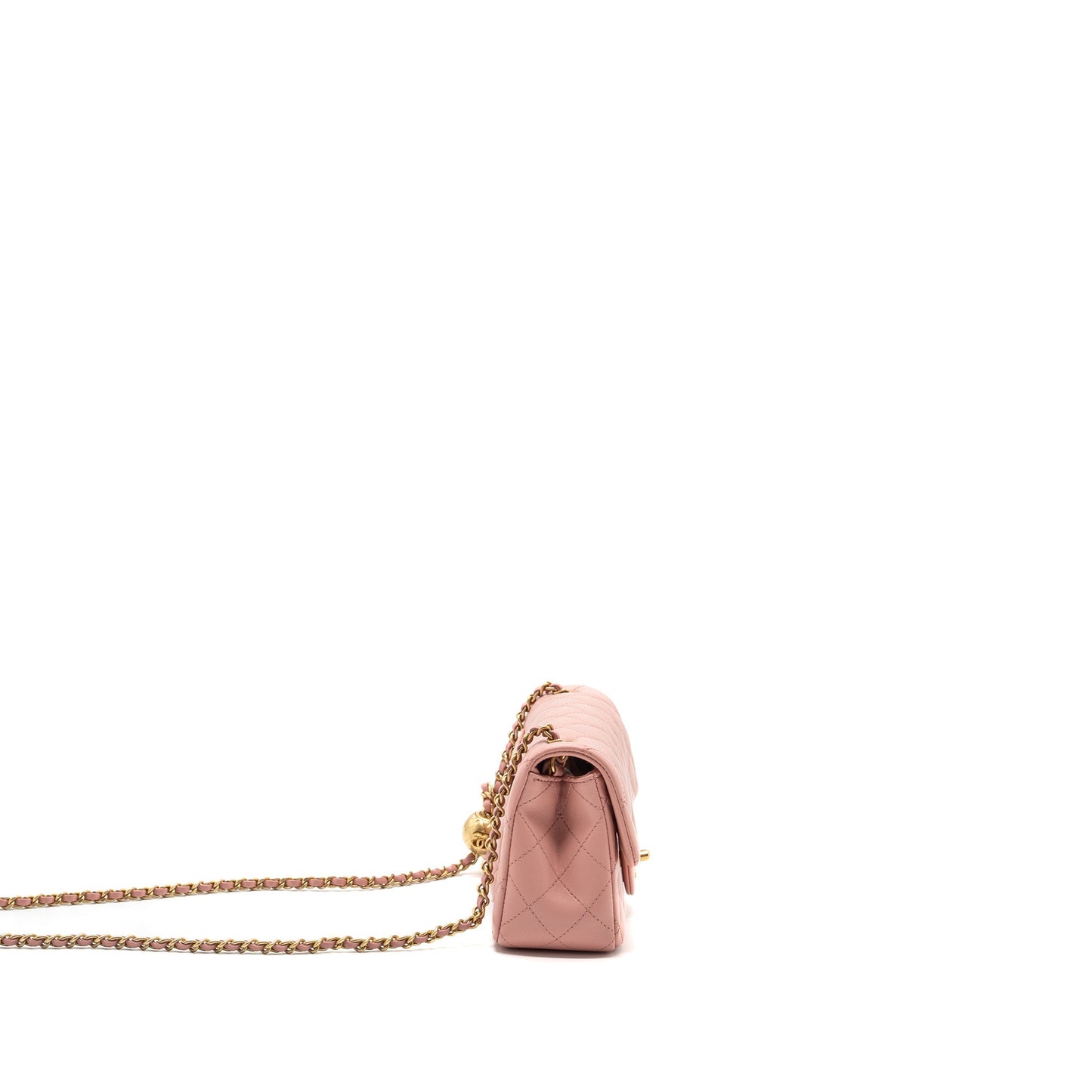 Chanel Pearl Crush mini Rectangular flap bag lambskin pink GHW (Microchip)