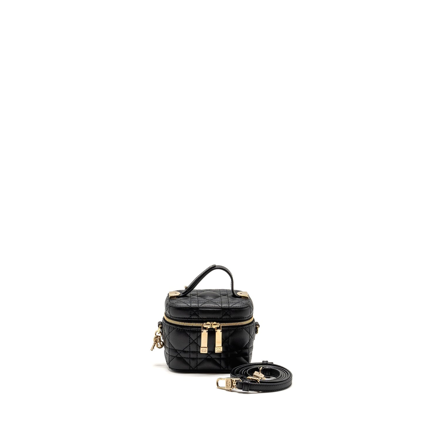 Dior Micro Lady Dior Vanity Case Purse Cannage Lambskin Black