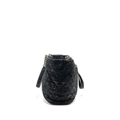 Chanel Large Boy Shopping Tote Bag Calfskin Iridescent Navy SHW
