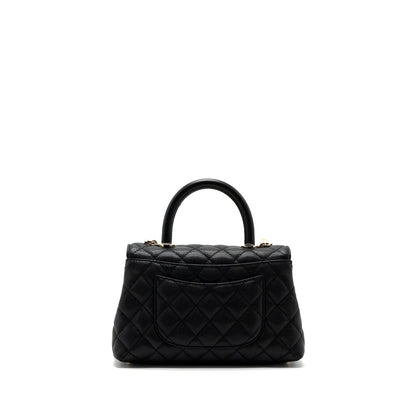 chanel small coco handle caviar black LGHW (microchip)