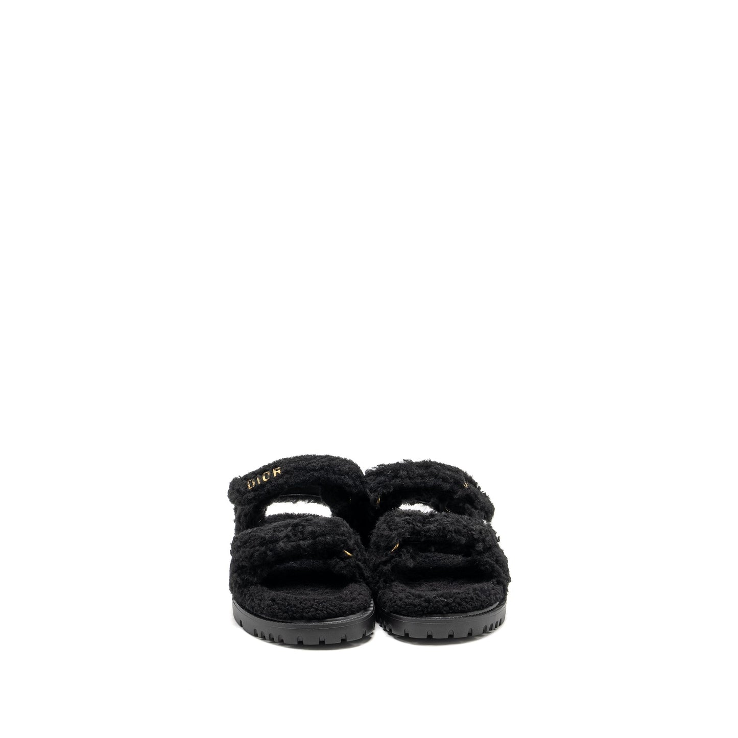 Dior Size 37 Dioract Sandal Shearling/Sheepskin Black
