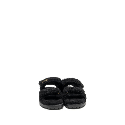 Dior Size 37 Dioract Sandal Shearling/Sheepskin Black