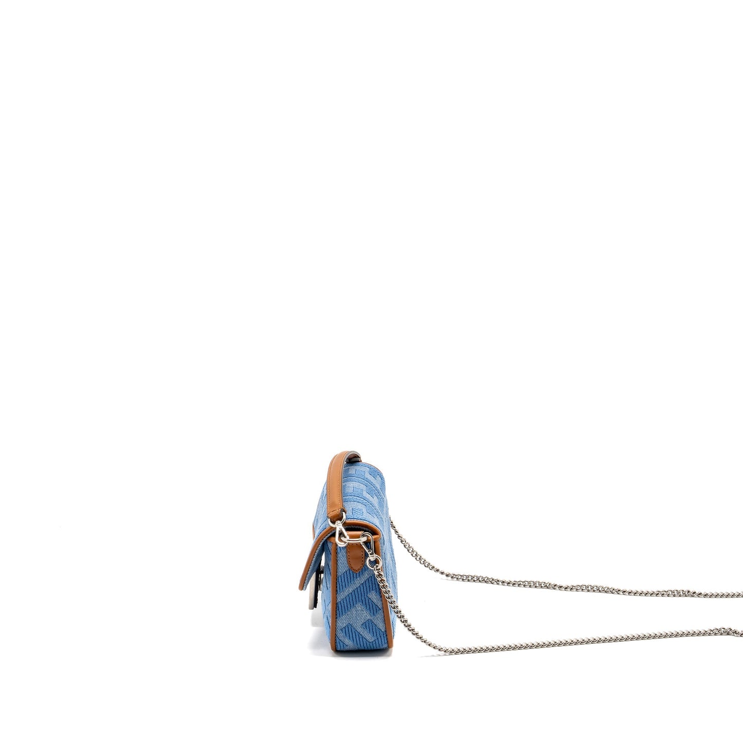 Fendi Mini Baguette Denim Light Blue Embroidery