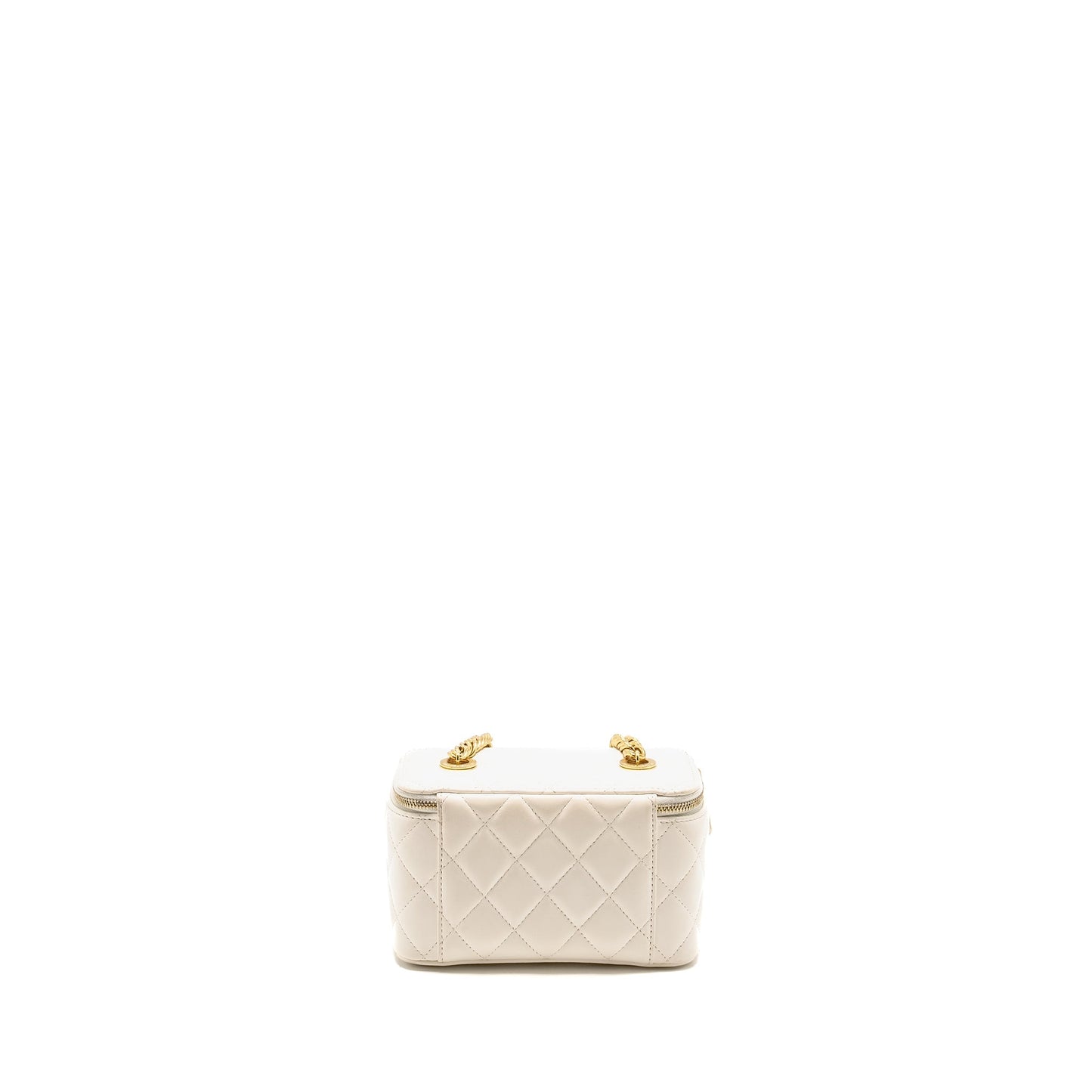 Chanel Letter/ CC Logo Chain Long Vanity Case Lambskin White GHW (Microchip)