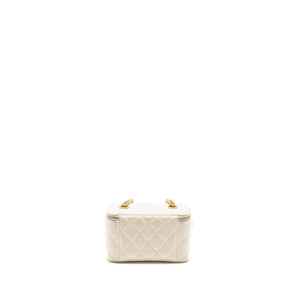 Chanel Letter/ CC Logo Chain Long Vanity Case Lambskin White GHW (Microchip)