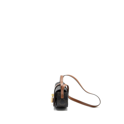 Celine Clutch On Strap Tabou Triomphe Canvas/ Calfskin Tan