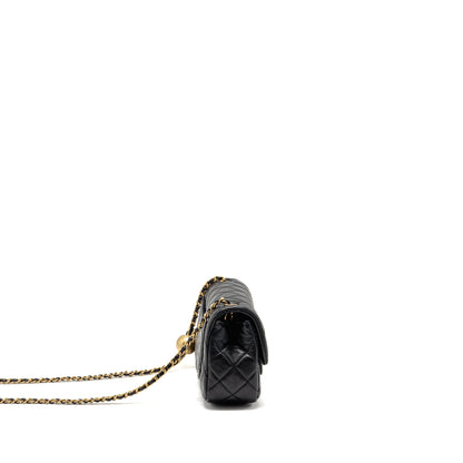 Chanel Pearl Crush Mini Rectangular Flap Bag Lambskin Black GHW (microchip)
