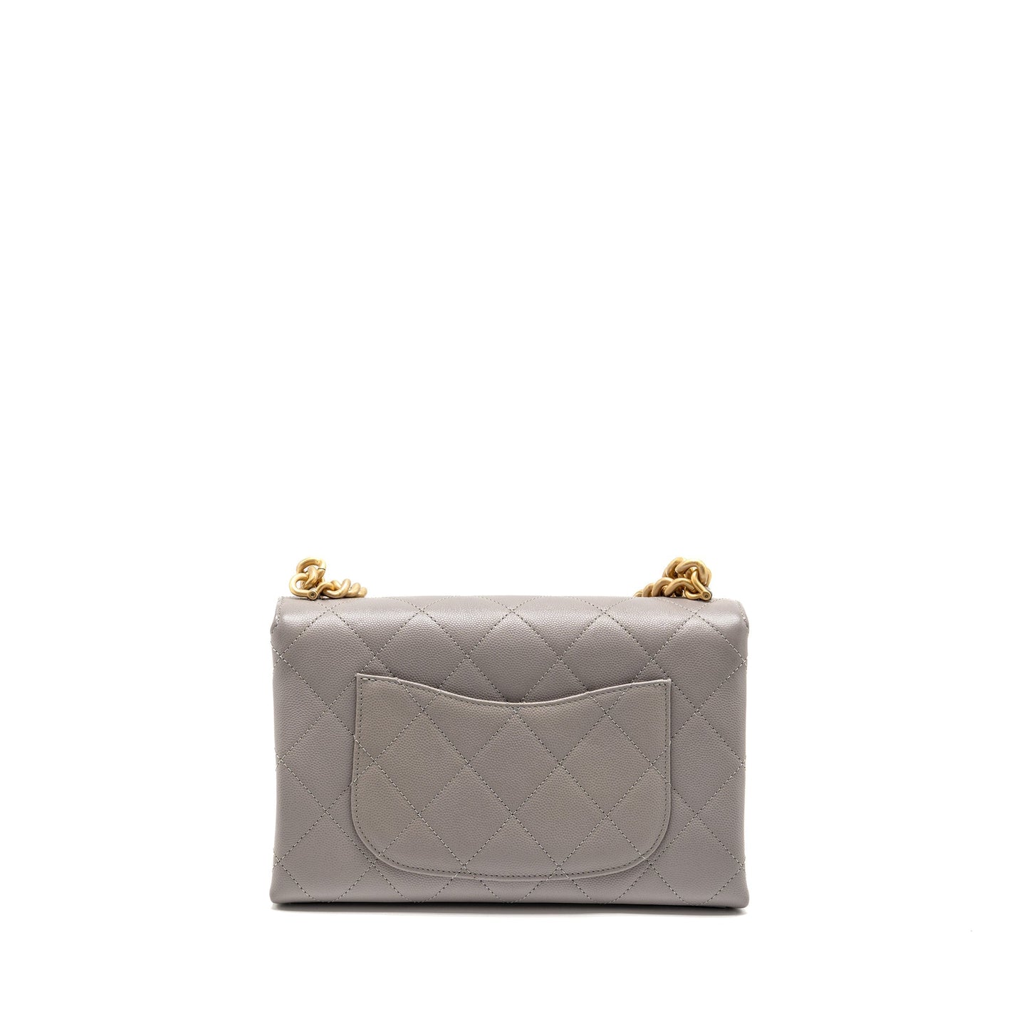 Chanel Quilted Flap Bag with Chain Handle Caviar Grey GHW (Microchip)