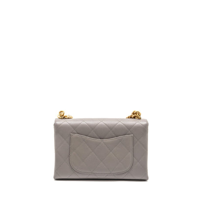 Chanel Quilted Flap Bag with Chain Handle Caviar Grey GHW (Microchip)