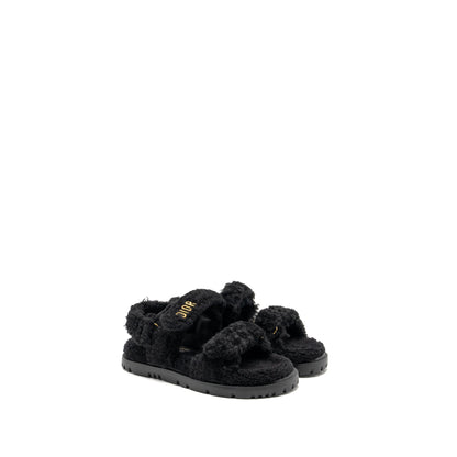 Dior Size 37 Dioract Sandal Shearling/Sheepskin Black
