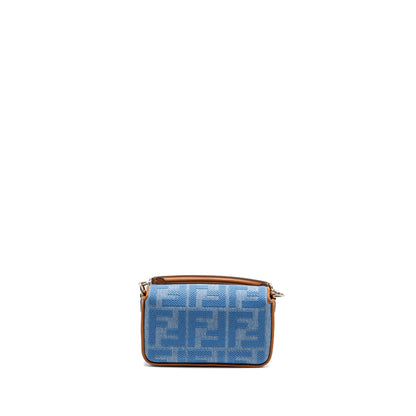 Fendi Mini Baguette Denim Light Blue Embroidery