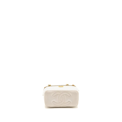 Chanel Letter/ CC Logo Chain Long Vanity Case Lambskin White GHW (Microchip)