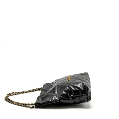 Chanel Small 22 Bag Shiny Calfskin BLACK GHW (Microchip)
