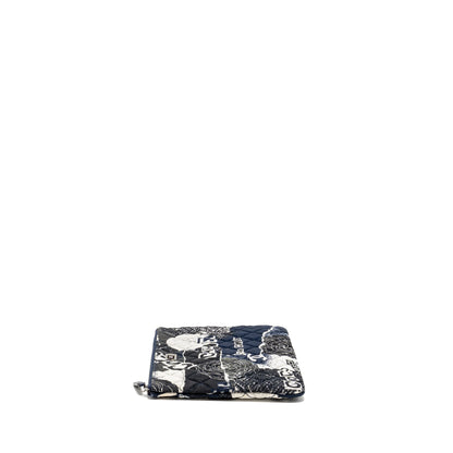 Chanel Coco Printed Medium 2.55 Reissue O-Case Pouch Fabric Black/White Ruthenium SHW
