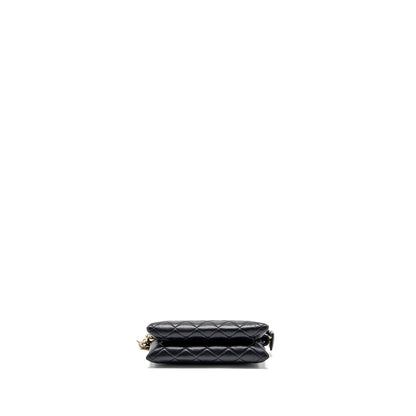 Chanel Coco Charms Quilted Pouch Bag Lambskin Black GHW