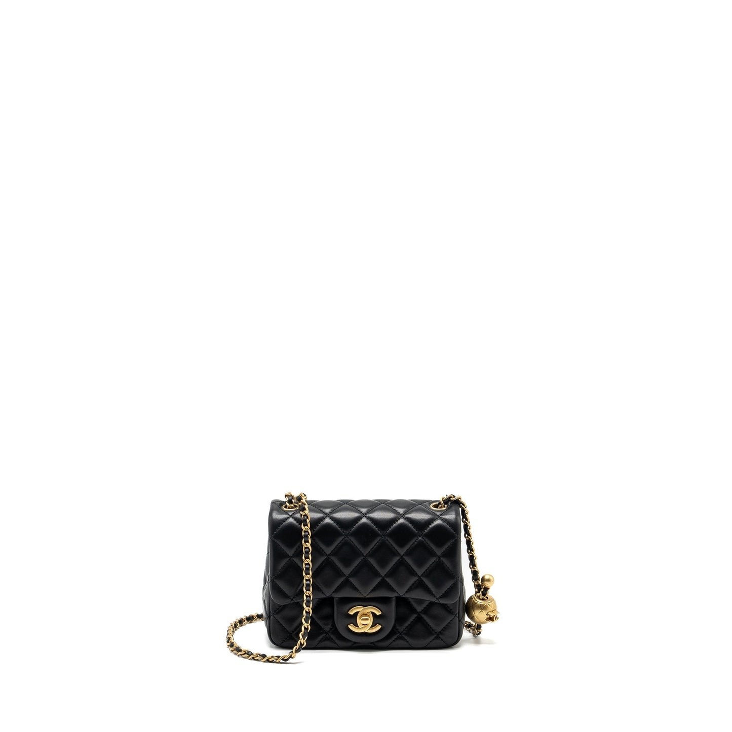 Chanel Pearl Crush Mini Square Lambskin Black GHW (Microchip)