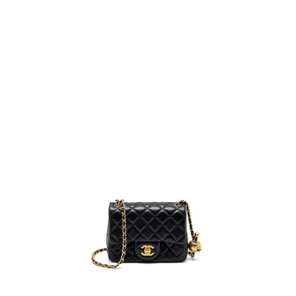 Chanel Pearl Crush Mini Square Lambskin Black GHW (Microchip)