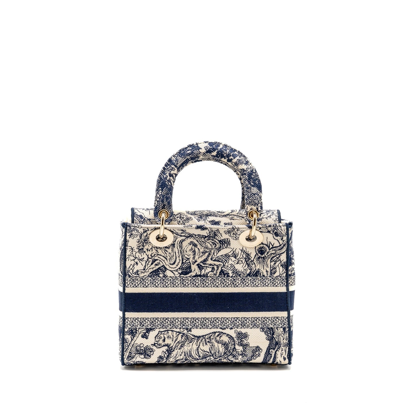 Dior Medium Lady D-Lite Purse Toile de Jouy Embroidery Blue