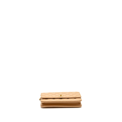 Chanel Pearl Crush Wallet On Chain Lambskin Beige GHW (microchip)