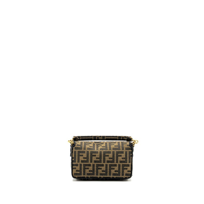Fendi Mini Baguette Purse Jacquard Fabric Brown