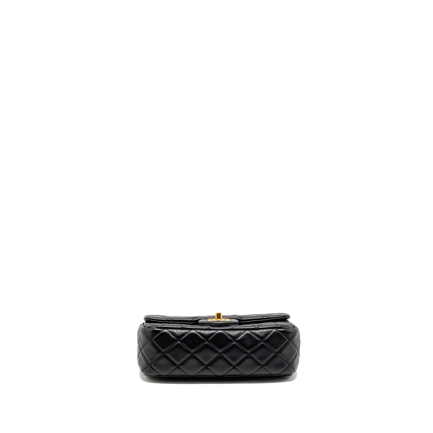 Chanel Pearl Crush Mini Rectangular Flap Bag Lambskin Black GHW (microchip)