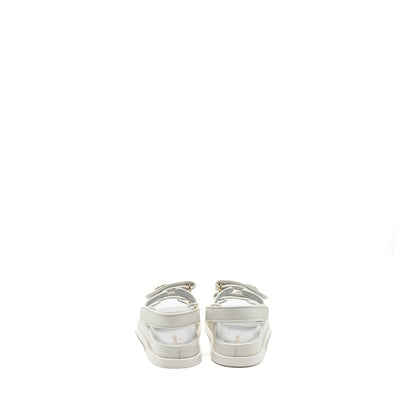 Chanel Size 38 Dad Sandals Caviar White LGHW