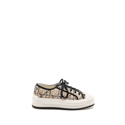 Dior Size 37.5 WalkânâDior Platform Sneaker Tweed/Leather Beige/Black
