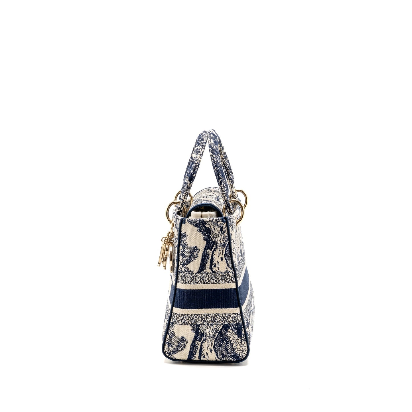 Dior Medium Lady D-Lite Purse Toile de Jouy Embroidery Blue
